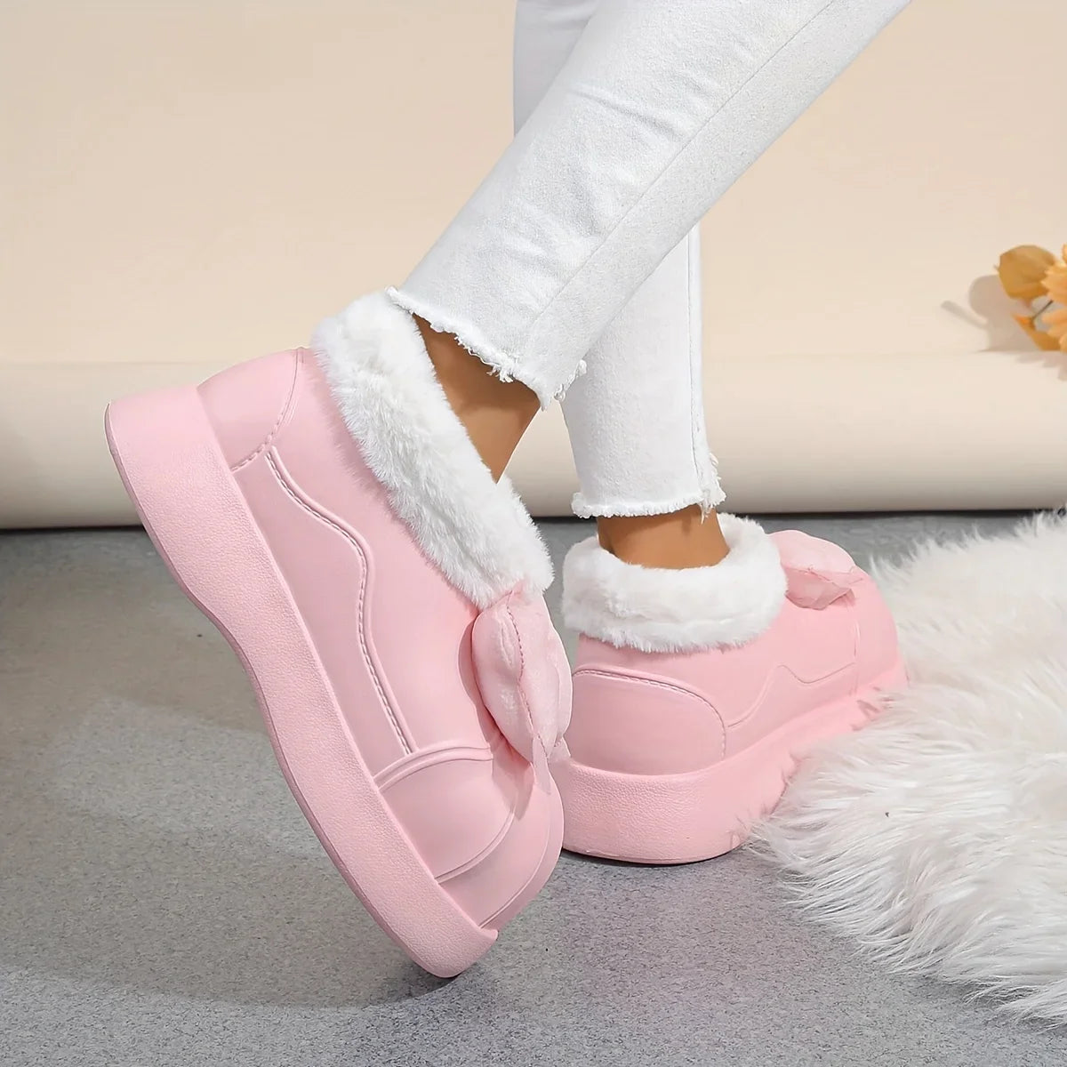 CozyChic™ |  Rosa Schleife Hausschuhe
