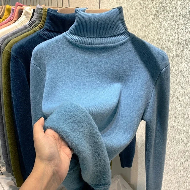CozyComfort Velvet Turtleneck® - Korean Style mit Fleece-Futter