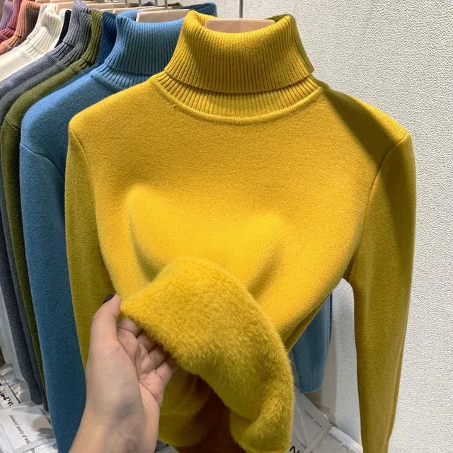 CozyComfort Velvet Turtleneck® - Korean Style mit Fleece-Futter