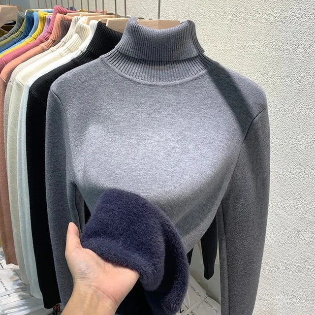CozyComfort Velvet Turtleneck® - Korean Style mit Fleece-Futter
