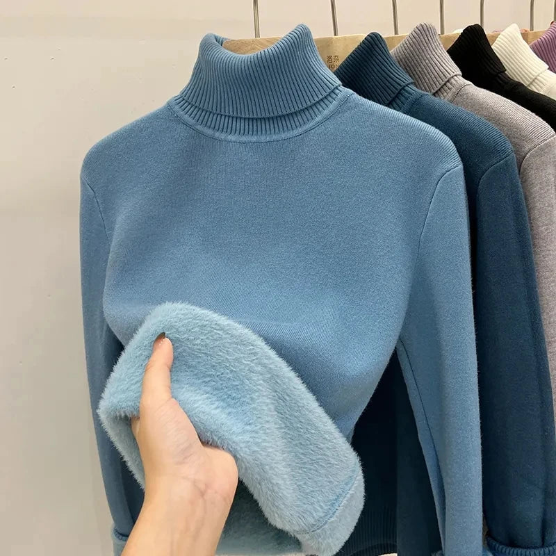 CozyComfort Velvet Turtleneck® - Korean Style mit Fleece-Futter