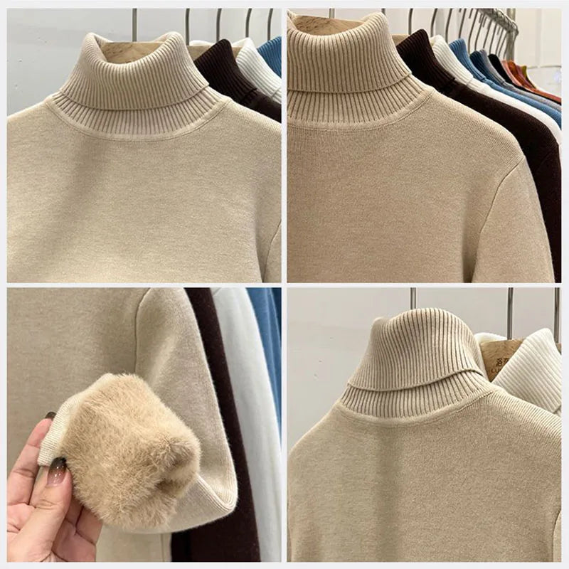CozyComfort Velvet Turtleneck® - Korean Style mit Fleece-Futter
